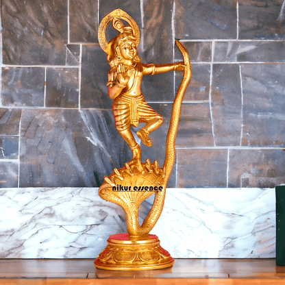 Online Brass Krishna Idol - 31 cm | Majestic Lord Krishna | By Nikur Essence