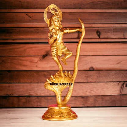 Online Brass Krishna Idol - 31 cm | Majestic Lord Krishna | By Nikur Essence