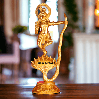 Online Brass Krishna Idol - 31 cm | Majestic Lord Krishna | By Nikur Essence