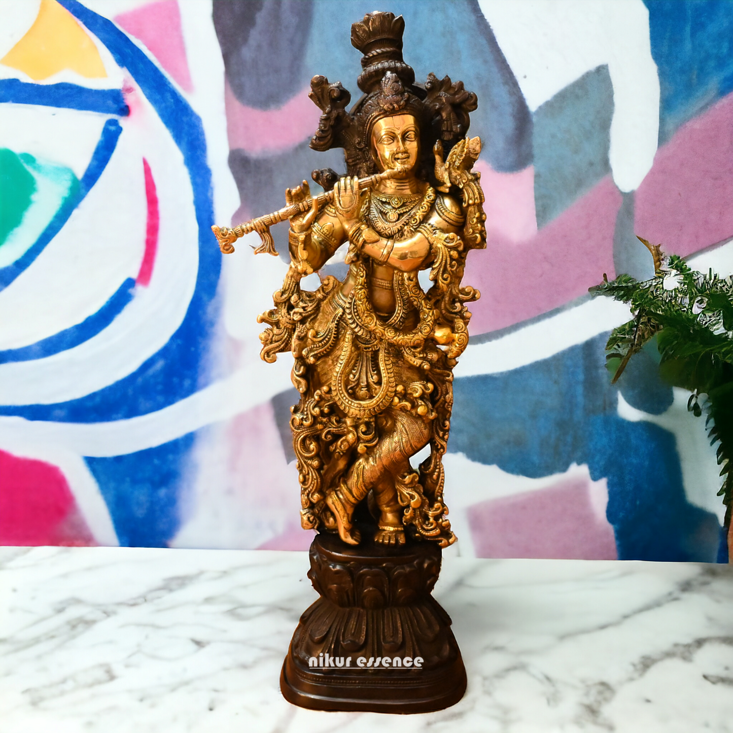 Buy Brass Krishna Standing Idol 2.5 Feet - Large Kanahiya Murti for Pooja