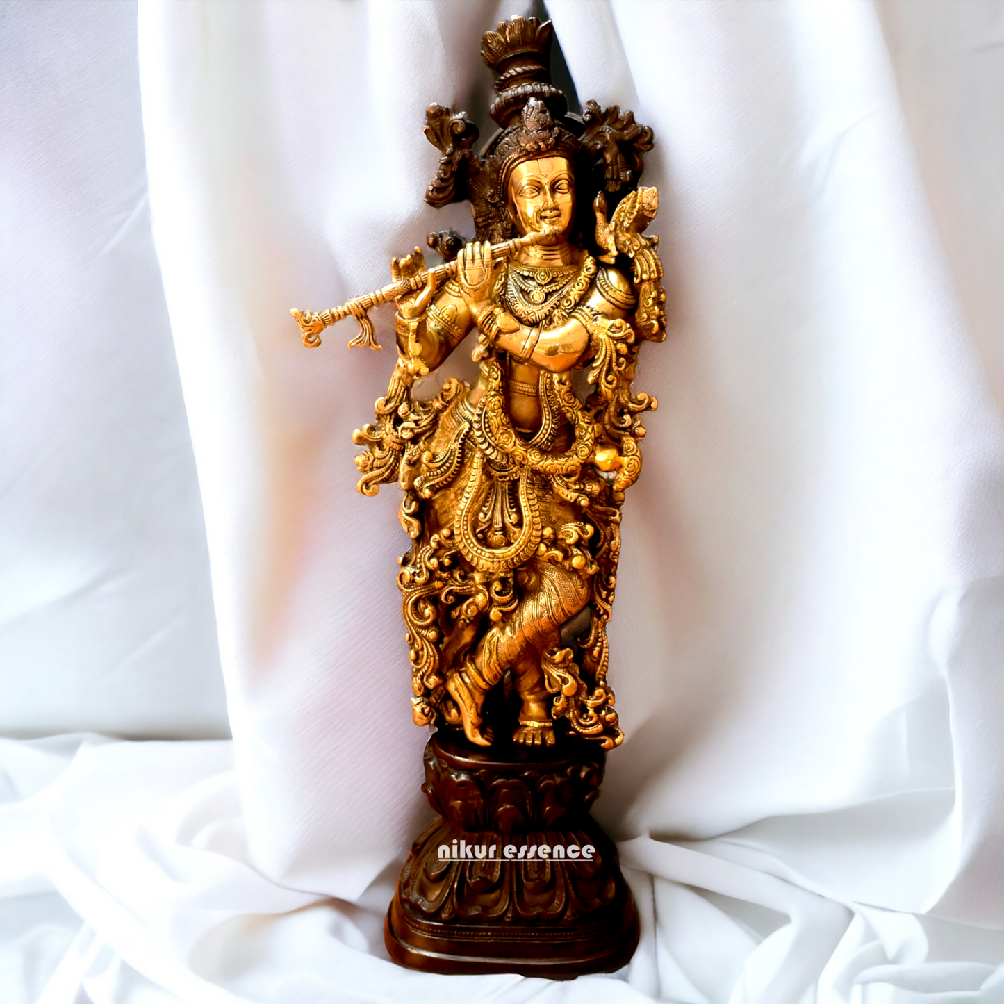 Buy Brass Krishna Standing Idol 2.5 Feet - Large Kanahiya Murti for Pooja