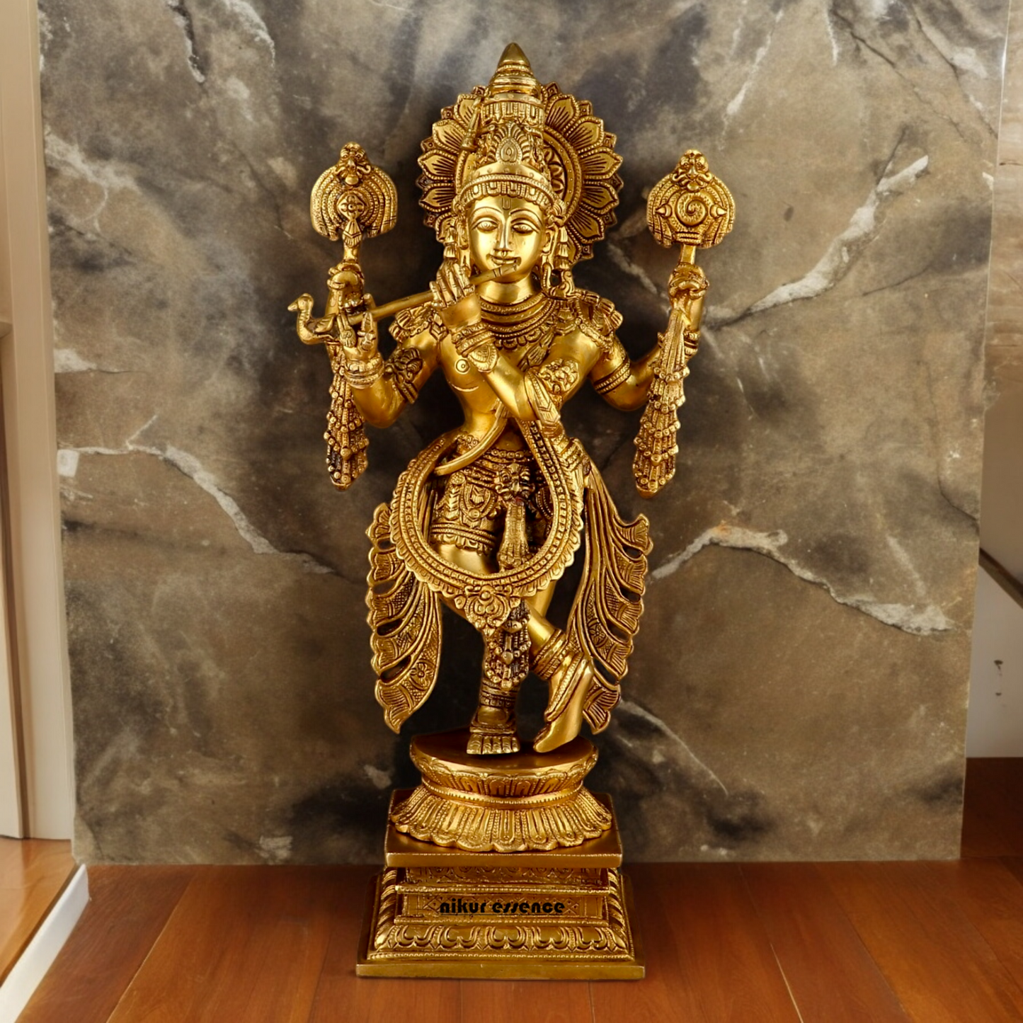 Buy Solid Brass Krishna Standing Large Statue - 20 Inches | Divine Home Decor & Spiritual Idol