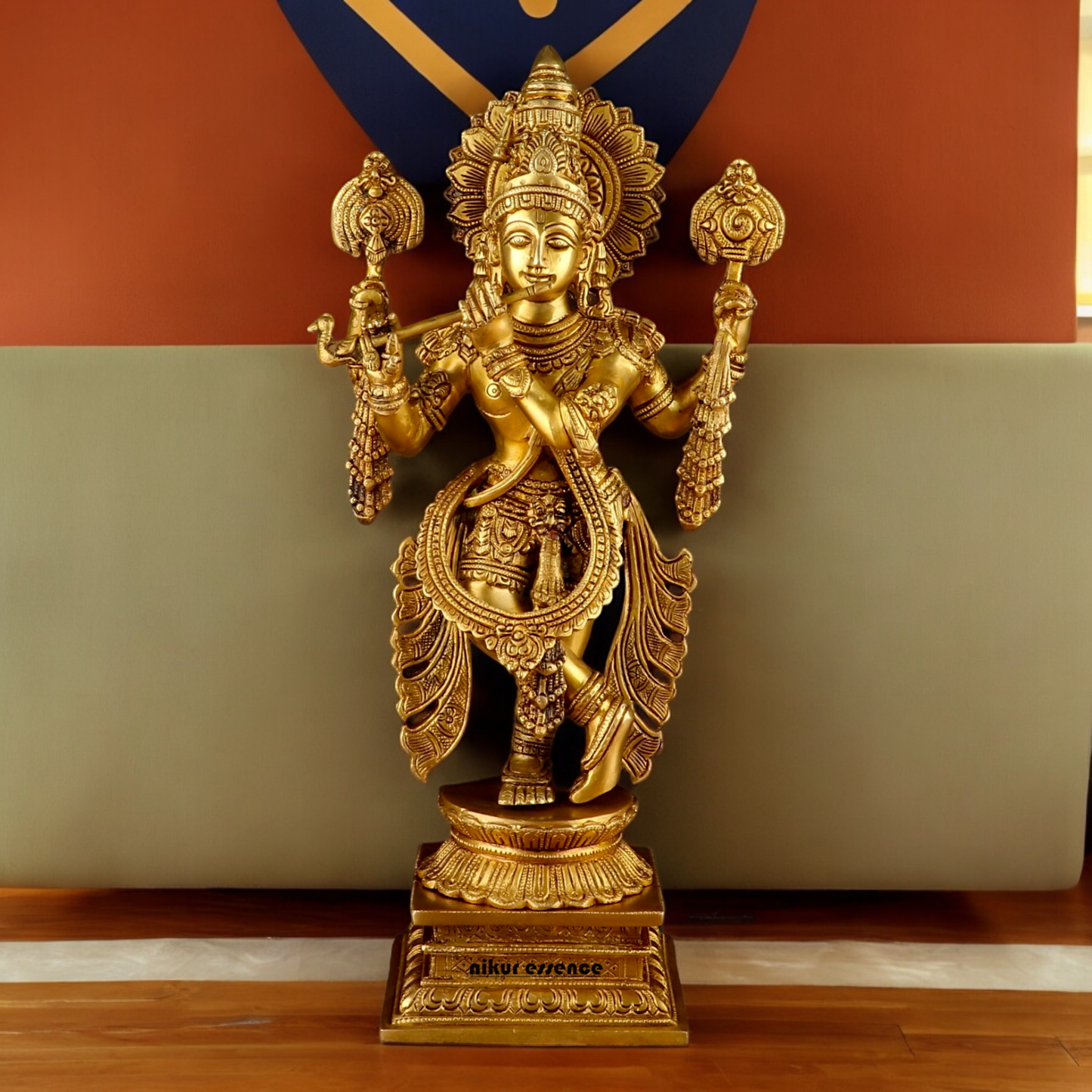 Buy Solid Brass Krishna Standing Large Statue - 20 Inches | Divine Home Decor & Spiritual Idol