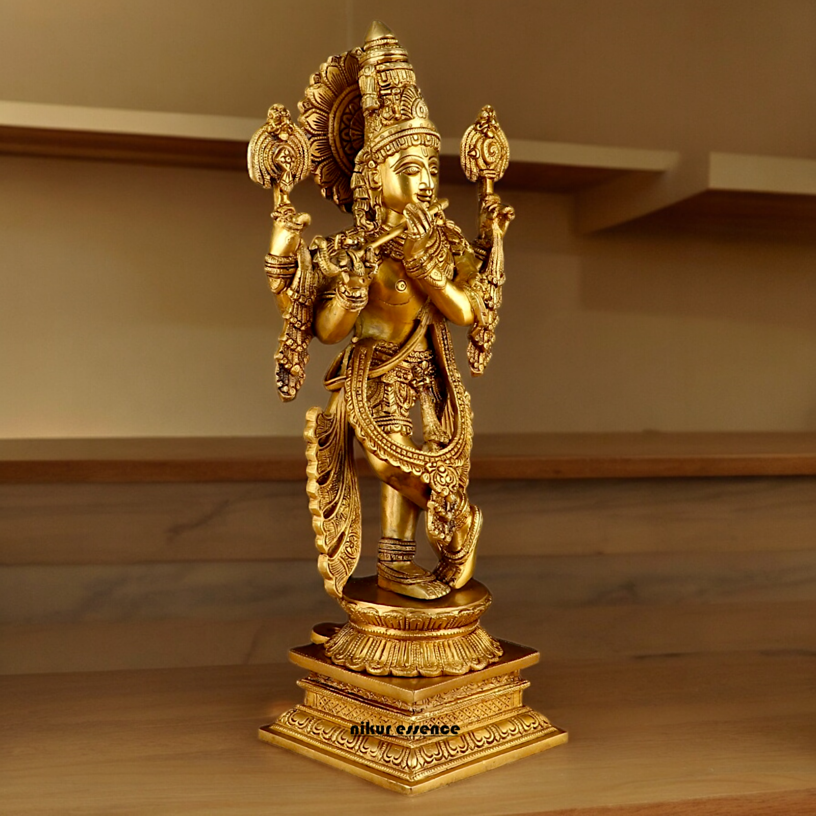 Buy Solid Brass Krishna Standing Large Statue - 20 Inches | Divine Home Decor & Spiritual Idol