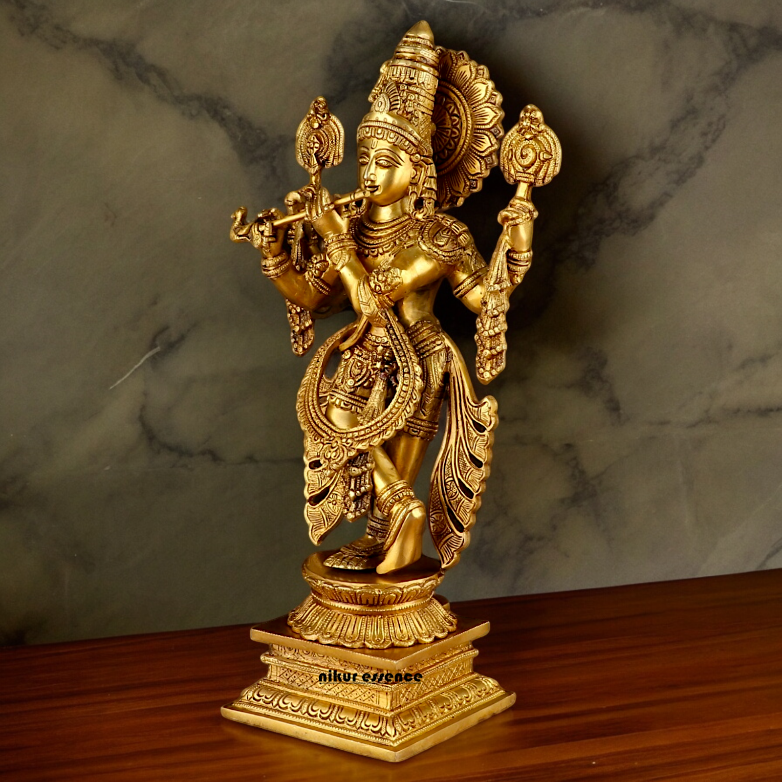 Buy Solid Brass Krishna Standing Large Statue - 20 Inches | Divine Home Decor & Spiritual Idol