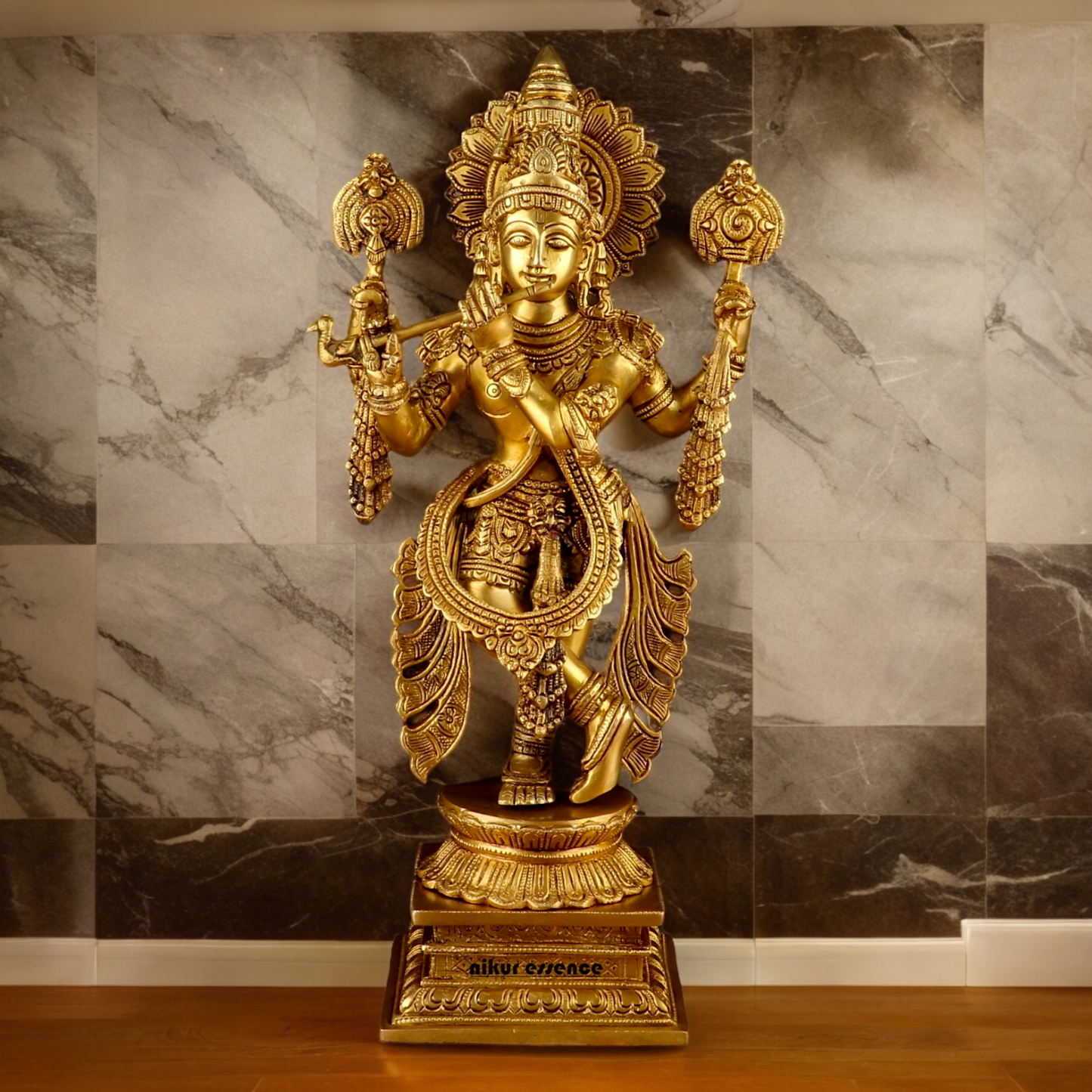 Buy Solid Brass Krishna Standing Large Statue - 20 Inches | Divine Home Decor & Spiritual Idol