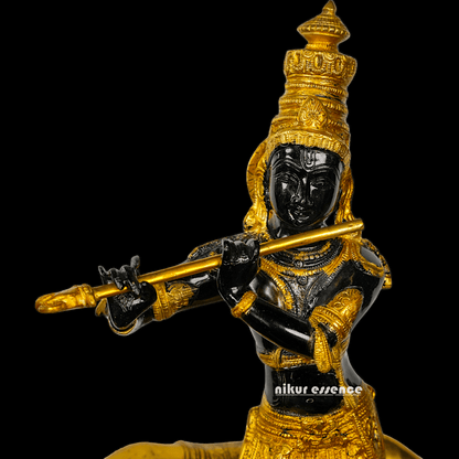 Large brass Krishna with Cow Statue | brass Krishna with Cow Statue- 25 inch height Idols Nikuressence