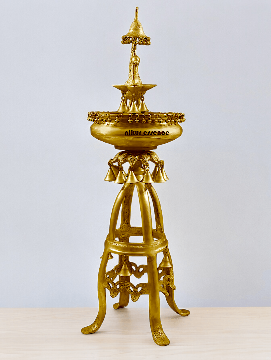 Large Size brass Decorative Lamp with Hanging Bells and Ghungroos Idols Nikuressence