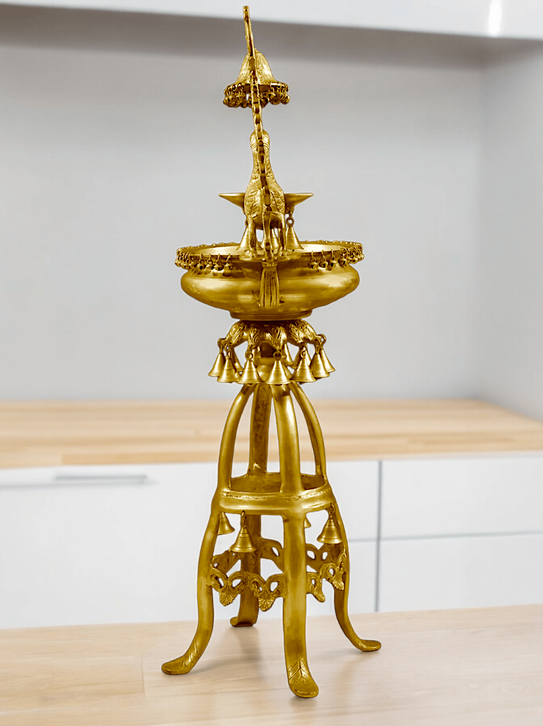 Large Size brass Decorative Lamp with Hanging Bells and Ghungroos Idols Nikuressence