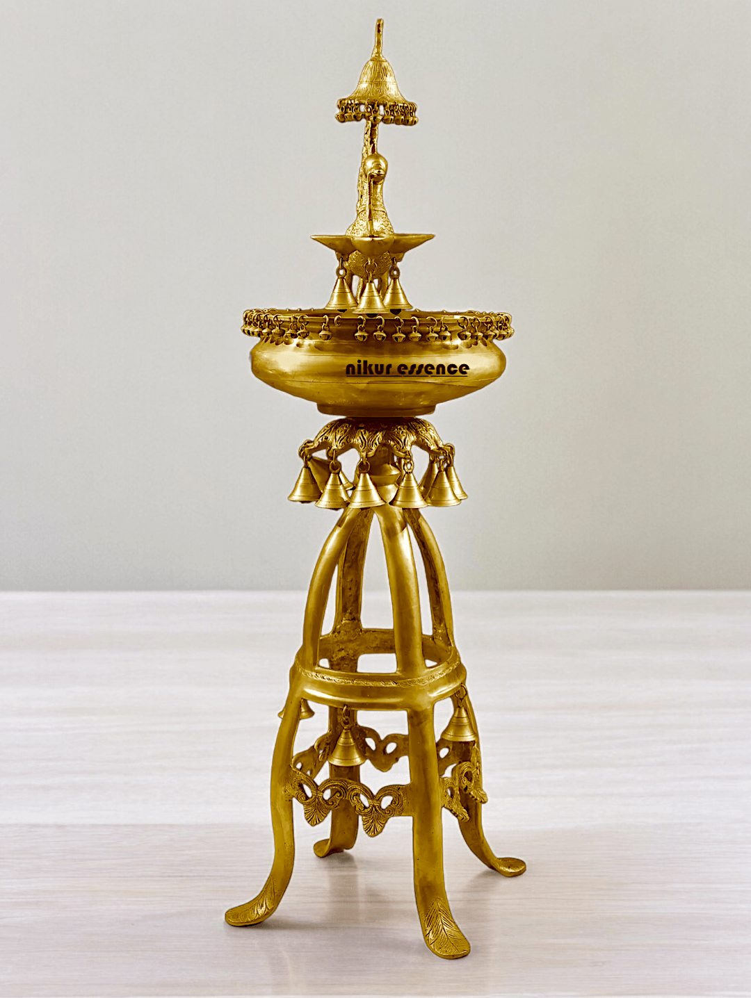 Large Size brass Decorative Lamp with Hanging Bells and Ghungroos Idols Nikuressence