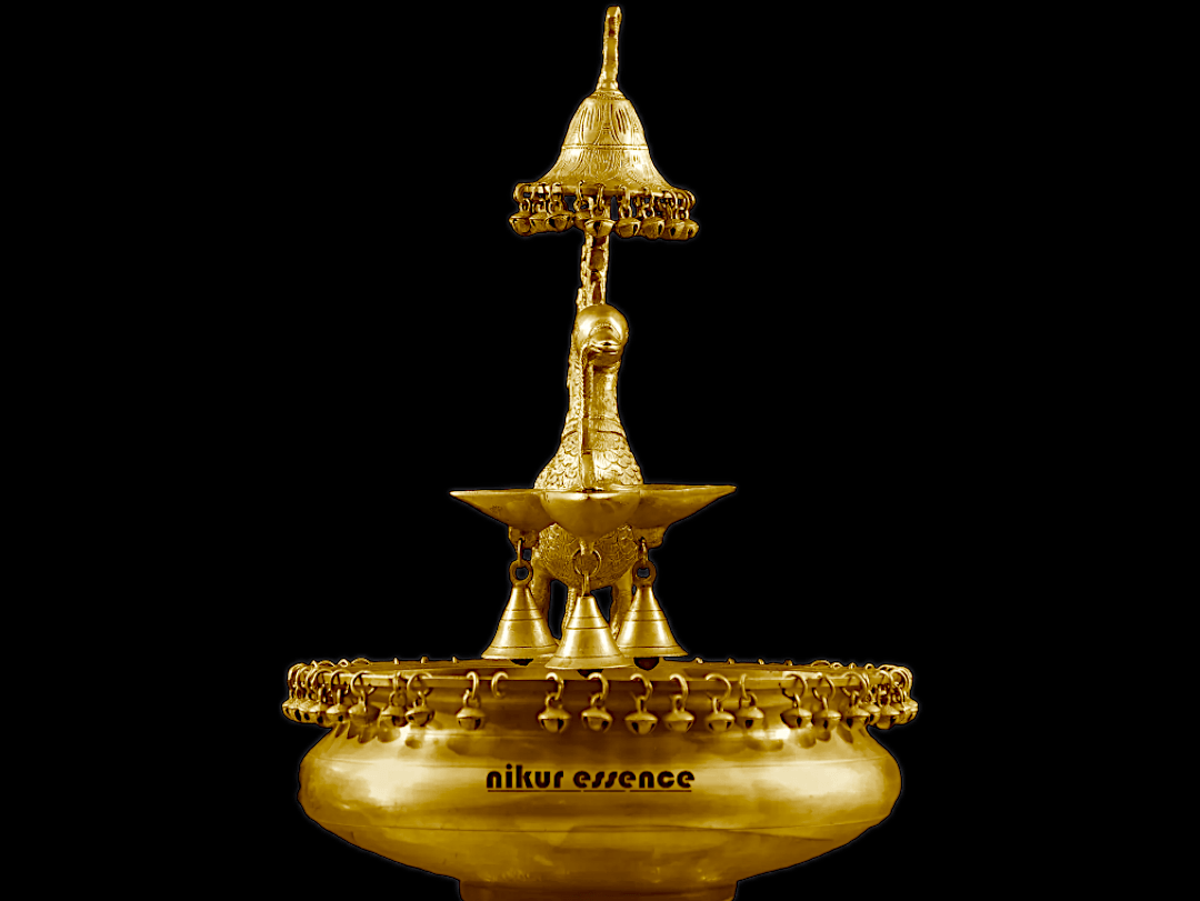 Large Size brass Decorative Lamp with Hanging Bells and Ghungroos Idols Nikuressence