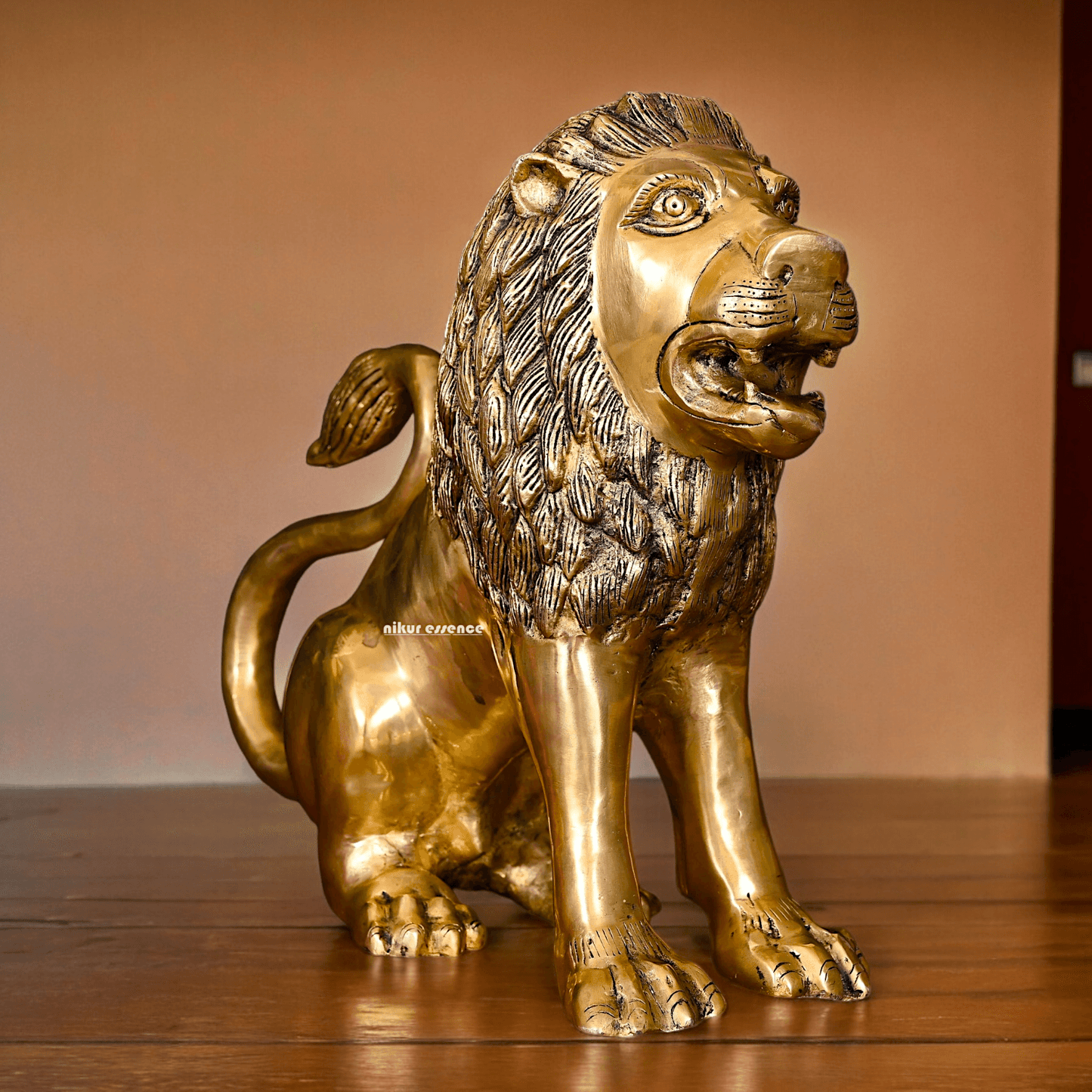 Large Solid Brass Lion Statue by Nikur Essence - 40.5 cm Idols Nikuressence