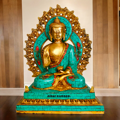 Online brass 28.5 cm Lord Buddha Preaching His Dharma Statue - Exquisite Tibetan Buddhist Sculpture Idols Nikuressence