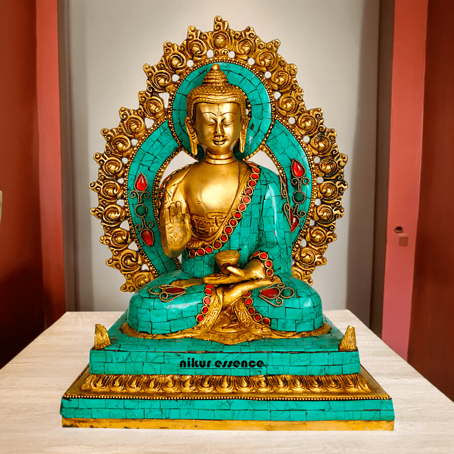 Online brass 28.5 cm Lord Buddha Preaching His Dharma Statue - Exquisite Tibetan Buddhist Sculpture Idols Nikuressence