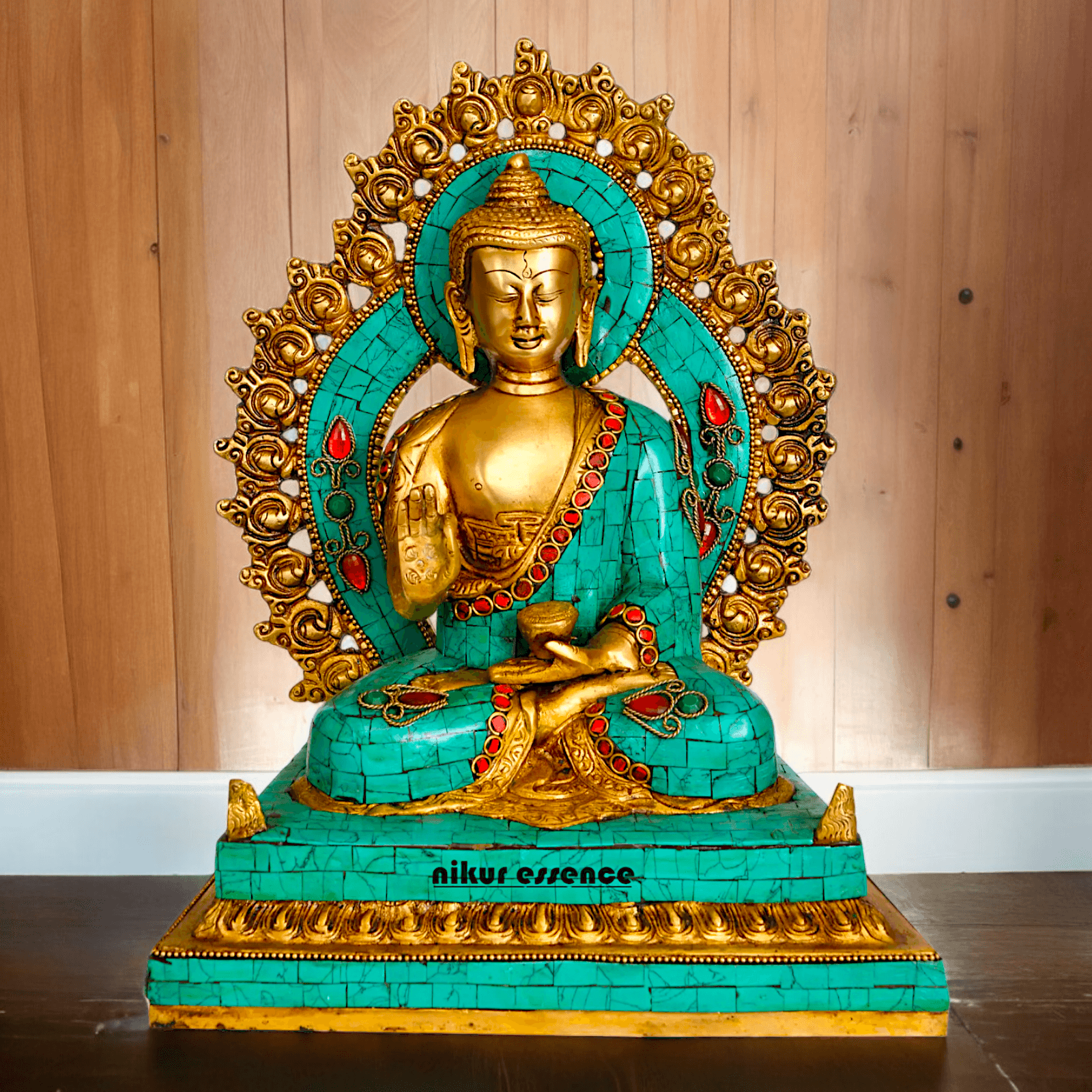 Online brass 28.5 cm Lord Buddha Preaching His Dharma Statue - Exquisite Tibetan Buddhist Sculpture Idols Nikuressence