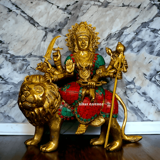 Online Buy Brass Maa Durga Devi Brass Statue with Intricate Inlay Work