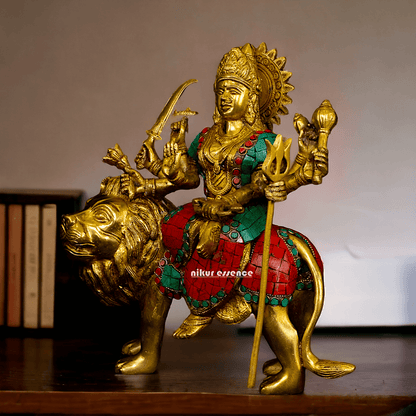 Online Buy Brass Maa Durga Devi Brass Statue with Intricate Inlay Work