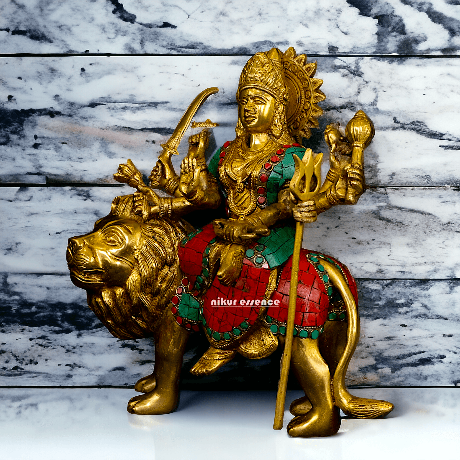 Online Buy Brass Maa Durga Devi Brass Statue with Intricate Inlay Work