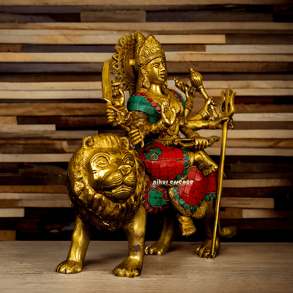 Online Buy Brass Maa Durga Devi Brass Statue with Intricate Inlay Work