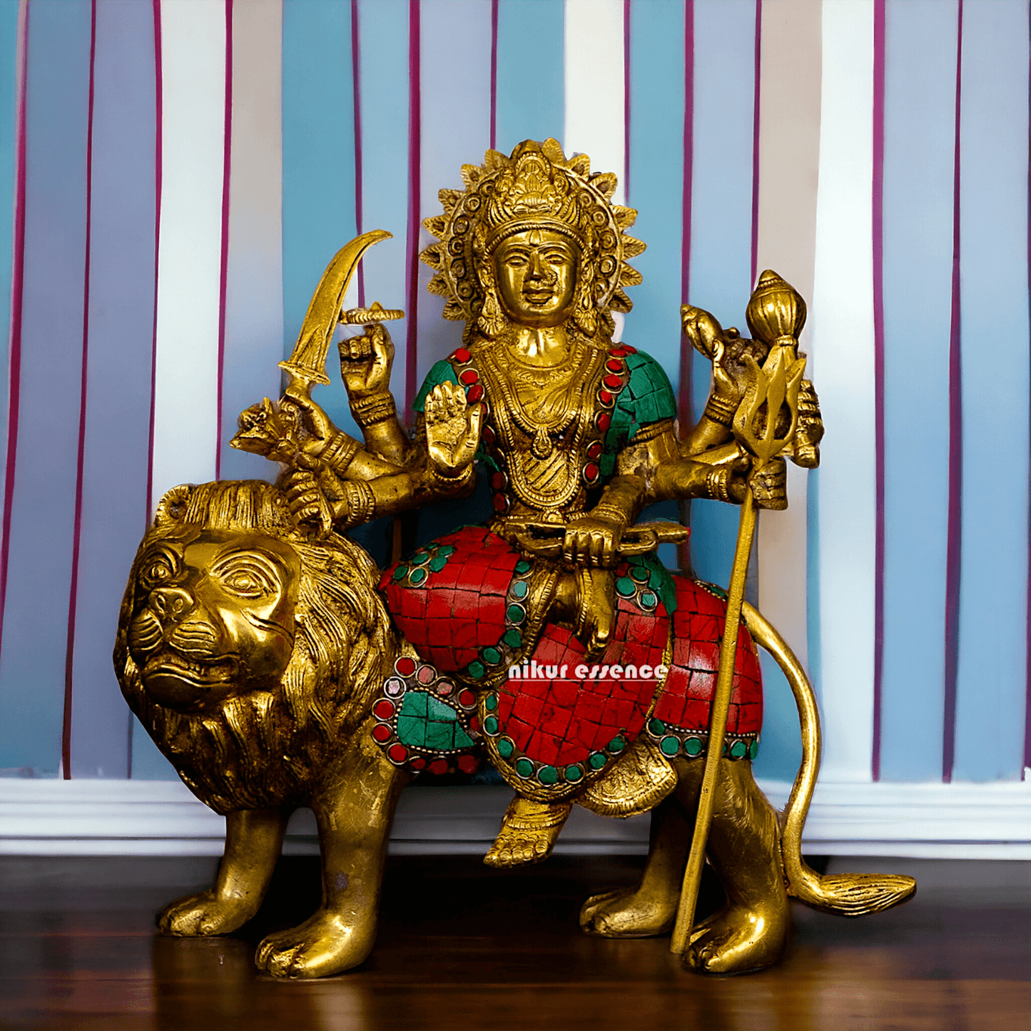 Online Buy Brass Maa Durga Devi Brass Statue with Intricate Inlay Work