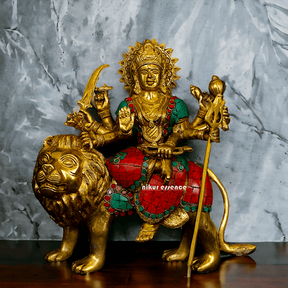 Online Buy Brass Maa Durga Devi Brass Statue with Intricate Inlay Work