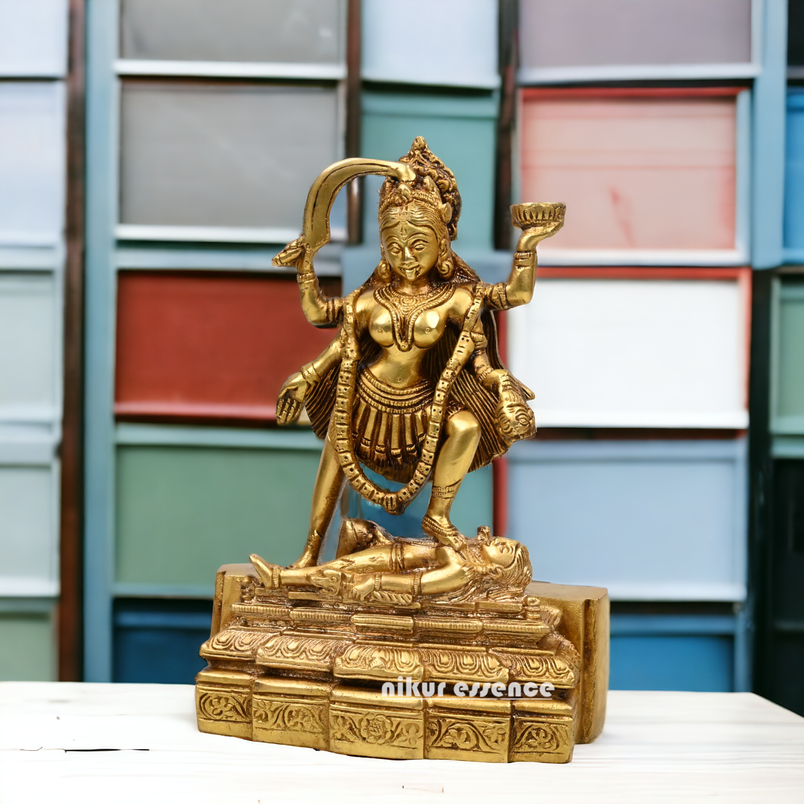 Online Pure Brass Maha Kali by Nikur Essence - 7.5 Inch Idols Nikuressence