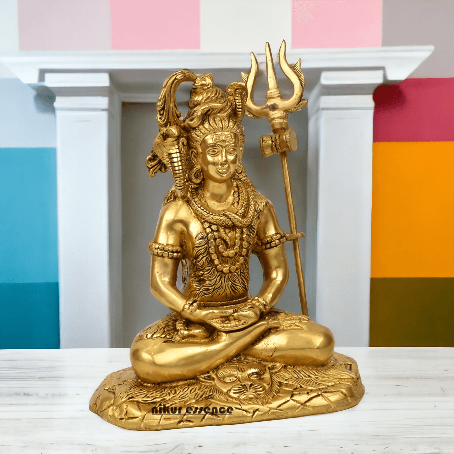 Online Solid Brass Maha Shiva Idol by Nikur Essence - 26.5 cm