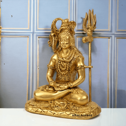 Online Solid Brass Maha Shiva Idol by Nikur Essence - 26.5 cm