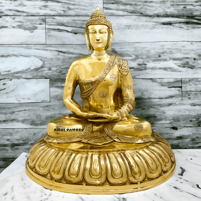 Large Size Meditating Buddha Statue in Brass - 75 cm Height, Intricate Detailing, Ideal for Home Decor and Spiritual Spaces