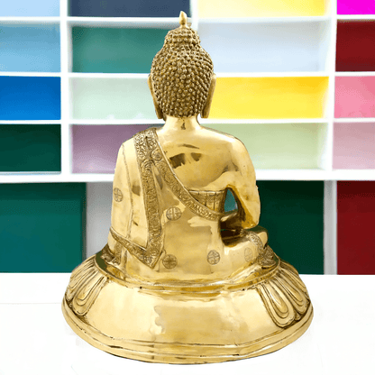 Large Size Meditating Buddha Statue in Brass - 75 cm Height, Intricate Detailing, Ideal for Home Decor and Spiritual Spaces