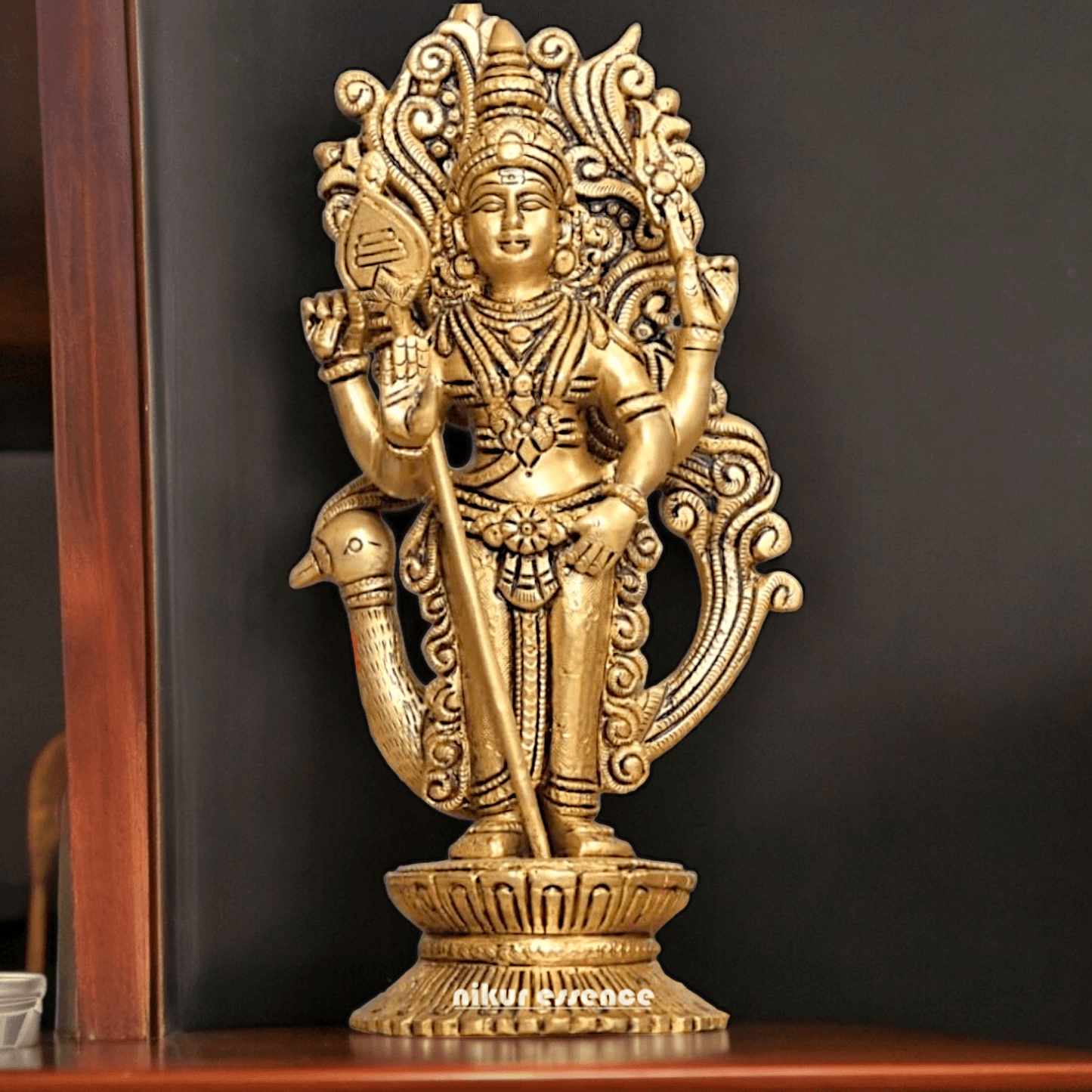 Buy brass 22.9 cm Lord Murugan Kartikeya Brass Statue - Exquisite Handcrafted South Indian