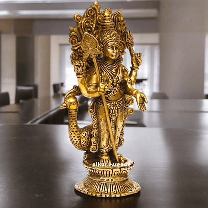 Buy brass 22.9 cm Lord Murugan Kartikeya Brass Statue - Exquisite Handcrafted South Indian