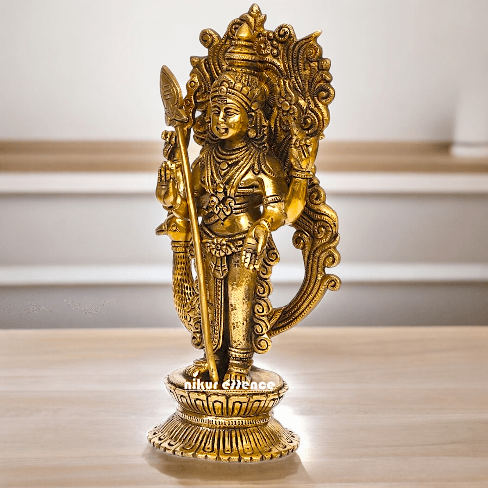 Buy brass 22.9 cm Lord Murugan Kartikeya Brass Statue - Exquisite Handcrafted South Indian