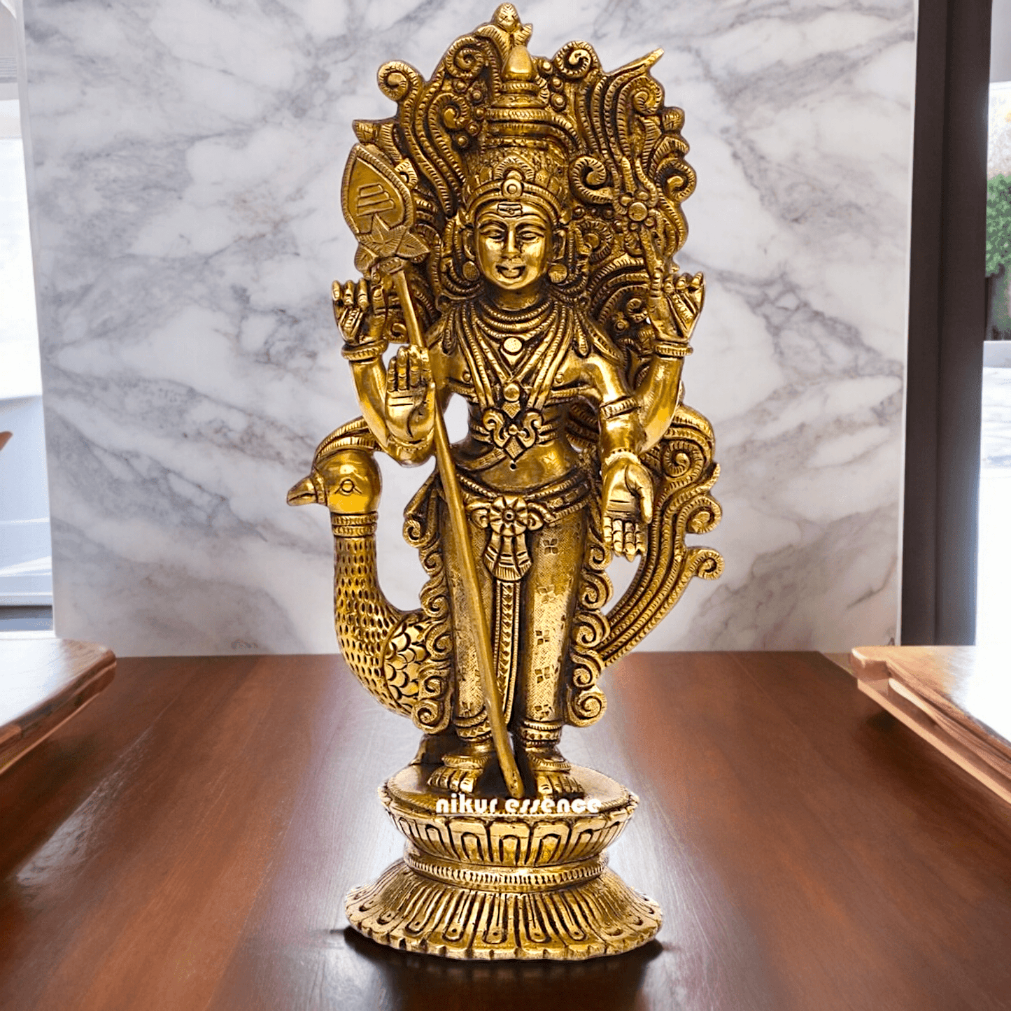 Buy brass 22.9 cm Lord Murugan Kartikeya Brass Statue - Exquisite Handcrafted South Indian