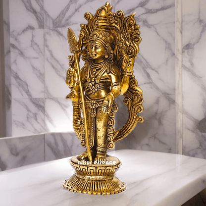 Buy brass 22.9 cm Lord Murugan Kartikeya Brass Statue - Exquisite Handcrafted South Indian