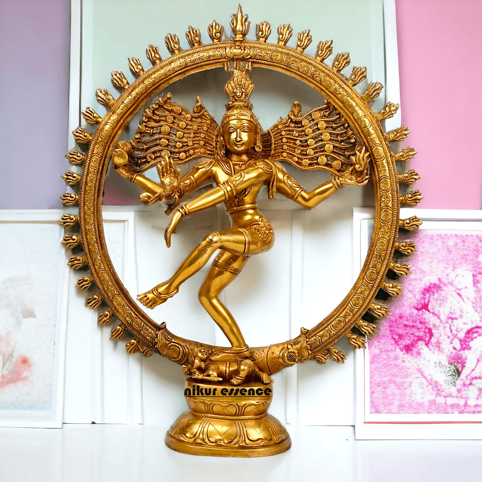 Superfine Brass Nataraja Dancing Shiva Statue, Handcrafted, Height 20 Inches, Hindu Deity Sculpture for Spiritual Decor and Meditation Room