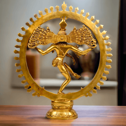 Superfine Brass Nataraja Dancing Shiva Statue, Handcrafted, Height 20 Inches, Hindu Deity Sculpture for Spiritual Decor and Meditation Room