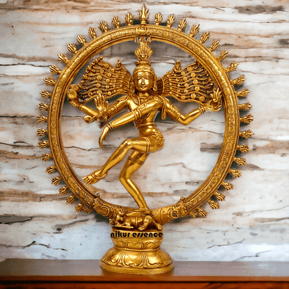 Superfine Brass Nataraja Dancing Shiva Statue, Handcrafted, Height 20 Inches, Hindu Deity Sculpture for Spiritual Decor and Meditation Room