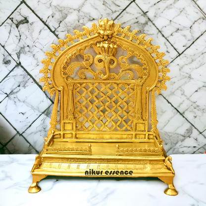 Brass PRABHAVALI Singhasan – Handcrafted Traditional Indian Throne for Divine Worship and Decorative Elegance Idols Nikuressence