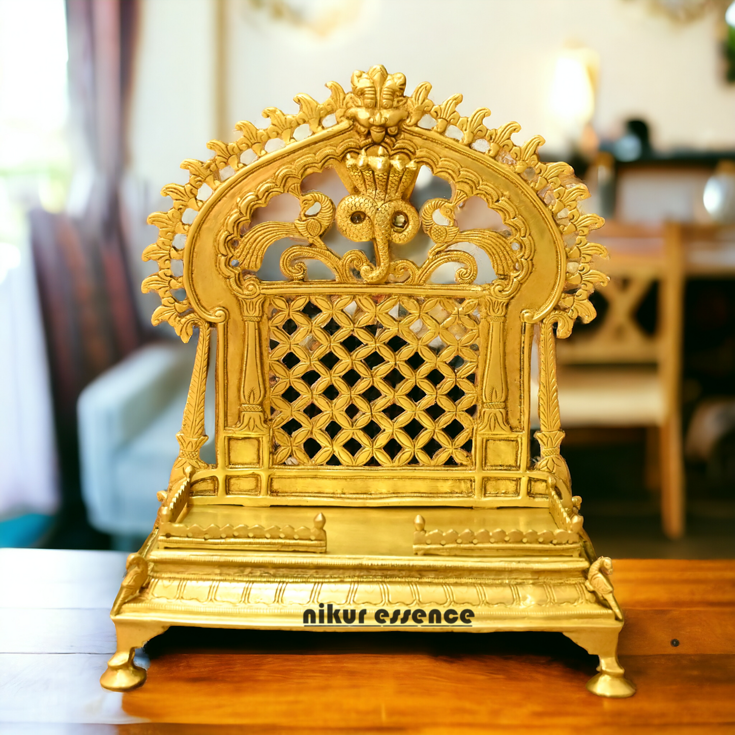 Brass PRABHAVALI Singhasan – Handcrafted Traditional Indian Throne for Divine Worship and Decorative Elegance Idols Nikuressence