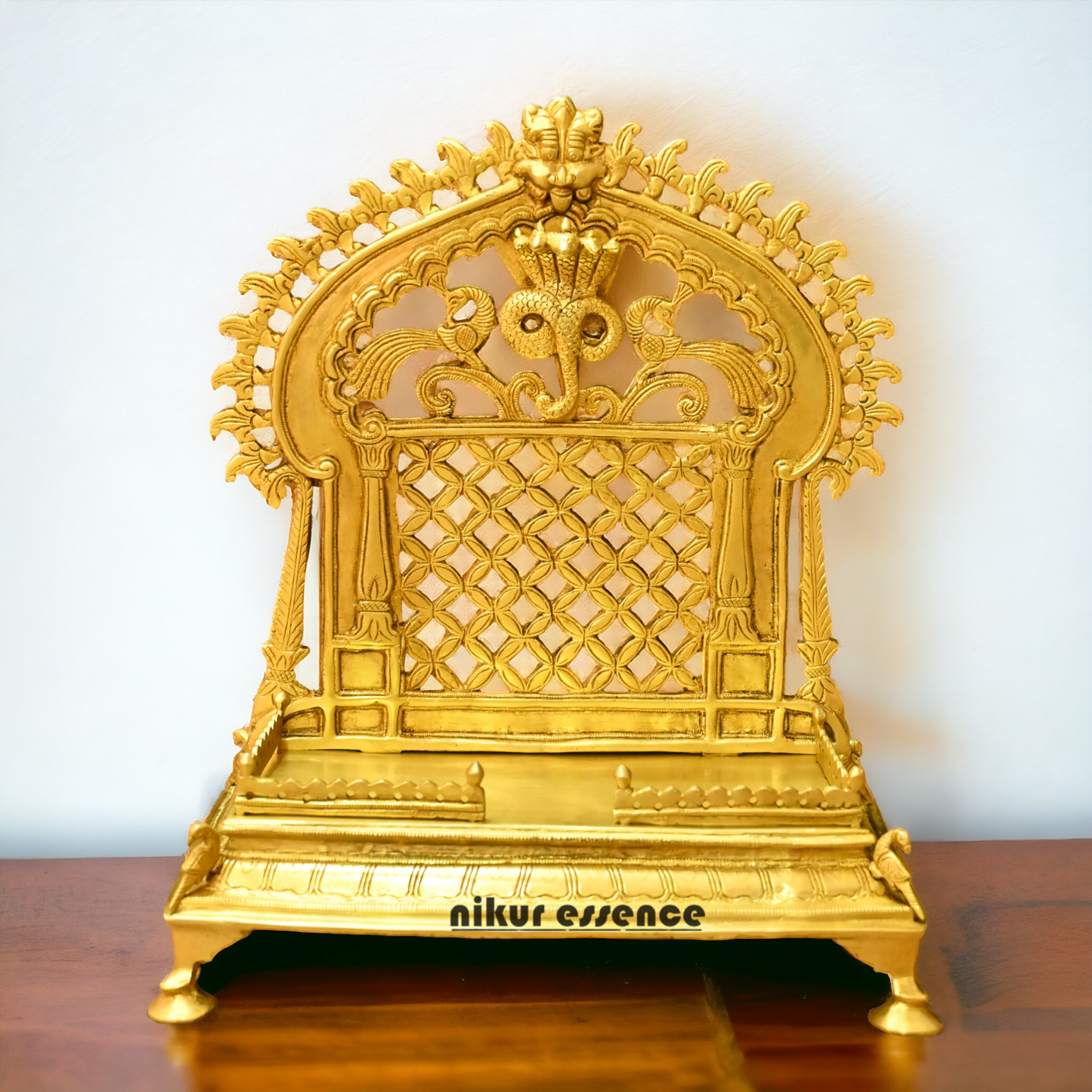 Brass PRABHAVALI Singhasan – Handcrafted Traditional Indian Throne for Divine Worship and Decorative Elegance Idols Nikuressence