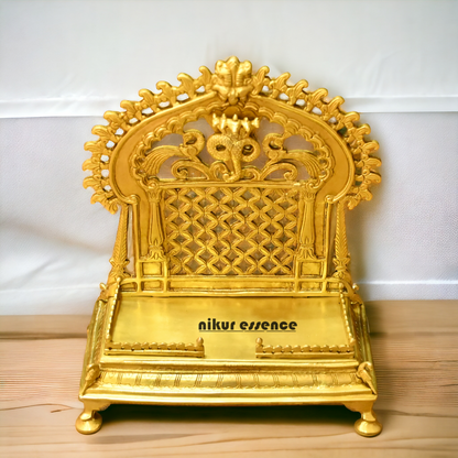 Brass PRABHAVALI Singhasan – Handcrafted Traditional Indian Throne for Divine Worship and Decorative Elegance Idols Nikuressence