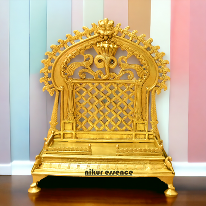 Brass PRABHAVALI Singhasan – Handcrafted Traditional Indian Throne for Divine Worship and Decorative Elegance Idols Nikuressence