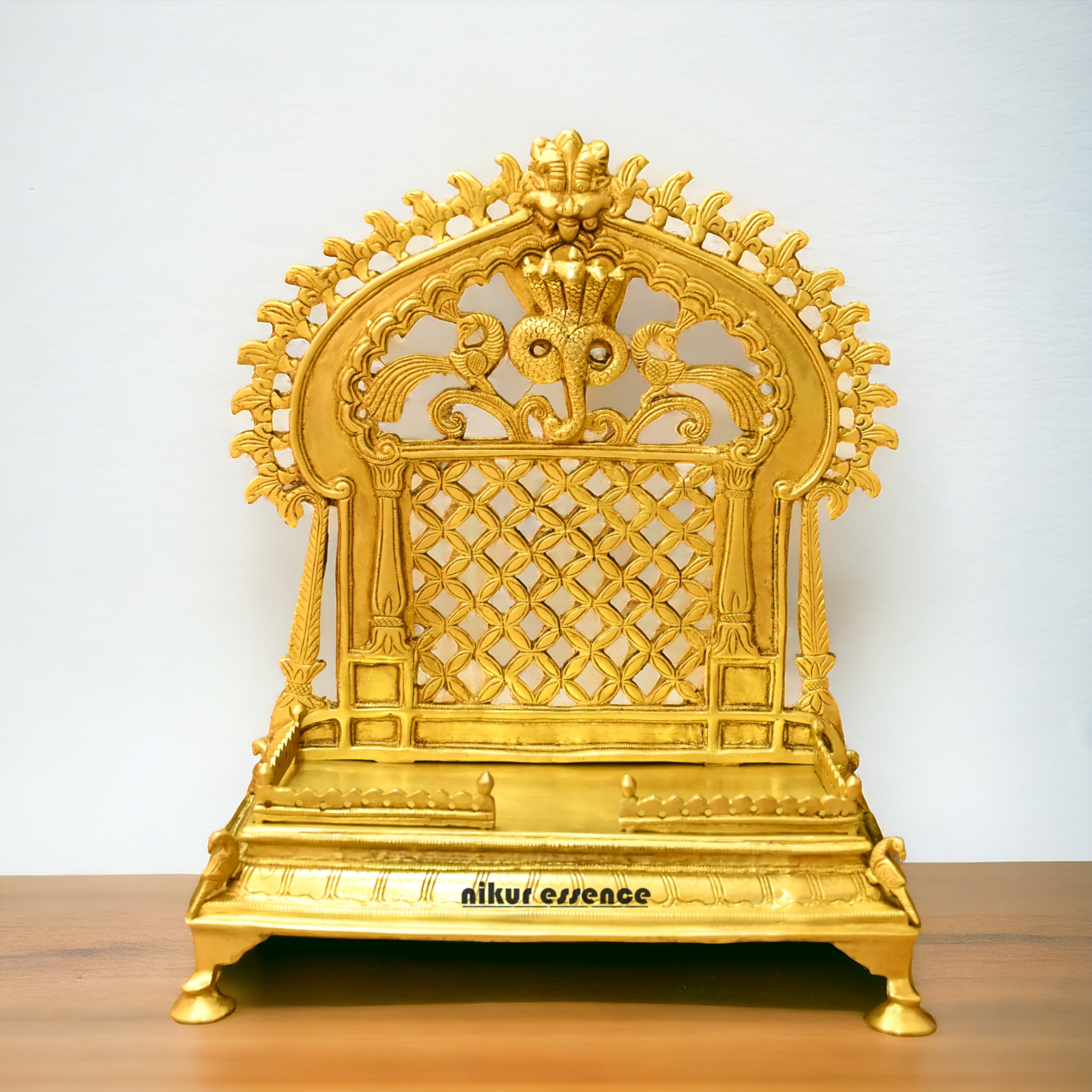 Brass PRABHAVALI Singhasan – Handcrafted Traditional Indian Throne for Divine Worship and Decorative Elegance Idols Nikuressence