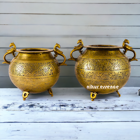 Pure Brass 2 Pair Matka Pot - 13 inches Idols Nikuressence