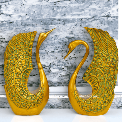 Brass home decor Pair of Ducks - Elegant Decorative Sculptures for Home or Office, Detailed Craftsmanship, Ideal for Collectors and Nature Enthusiasts Idols Nikuressence