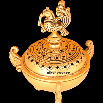 Buy Brass Peacock Dhoop Daani with Intricate Filigree Work and Traditional Design