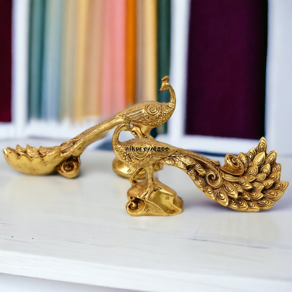 Online Solid Brass Peacock Statue by Nikur Essence - 12 inch Idols Nikuressence