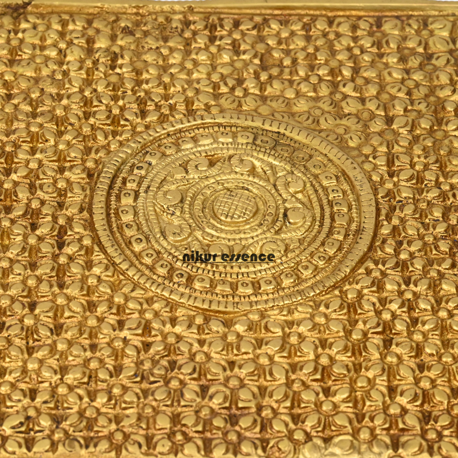 Superfine Brass Pooja Chowki by Nikur Essence - 8 inches