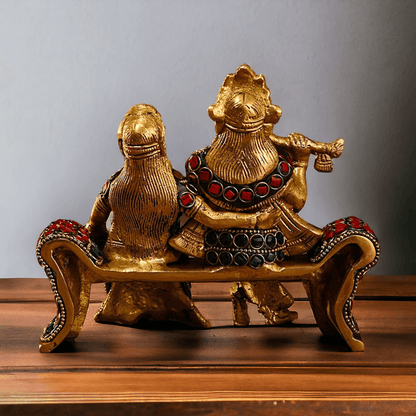 Small Brass Radha Krishna | Small Radha Krishna | Radha Krishna Sitting on Sofa | small size